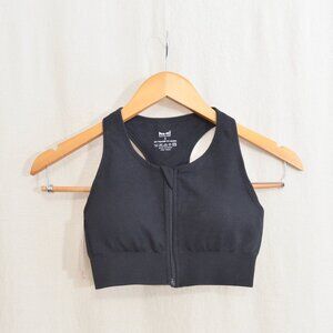 black pro-fit seamless zip front sports bra size small NWT